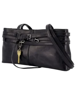 Women's Brocle Shoulder Bag - Leather Black Cowhide Shoulder-Hobo-Bags
