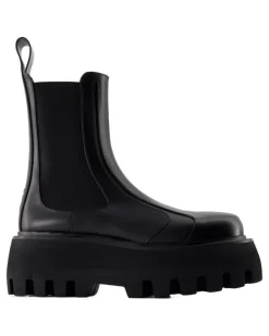 Women's Calfskin Leather Combat Boot Black