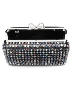 Women's Chainmail Crystal-Embellished Mini Clutch Bag Ss26 W Black