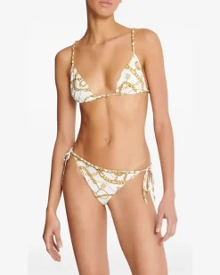 Women's Chain-Print Triangle Bikini Aw25 W White