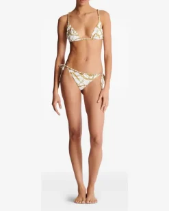 Women's Chain-Print Triangle Bikini Aw25 W White