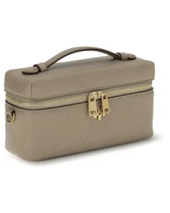 Women's Charlie Beauty Case Soft Cement Calf Leather Bos Taurus Cases Beige
