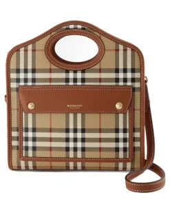 Women's Checked Canvas Mini Bag Brown