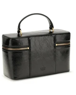 Women's Classic Leather Beauty Case Nero-Antique Gold Calf Bos Taurus Wallet Black