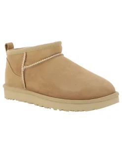 Women's Classic Ultra Mini Boots Sand Upper: Suede; Sole: Rubber Sandal Beige