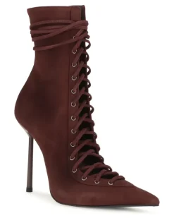 Women's Colette Ankle Boots Cherry Calf Leather Bos Taurus Burgundy