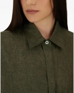 Women's Concealed-Fastening Sleeveless Shirt Ss26 W Green