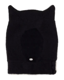 Women's Copsa06y3005-Blk Knitted Horn Beanie Black Wool