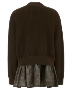 Women's Cotton-Silk Blend Ribbed Cardigan Brown