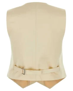Women's Cream Cotton Blend Vest Yellow Giacche E Gilet Jacket