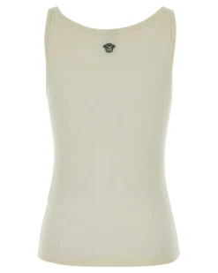 Women's Cream Wool Tank Top Exterior: Virgin Maglie Sweater
