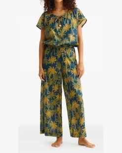 Women's Crocodile Palm-Tree Print Top Ss26 W Blue