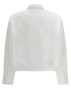 Women's Cropped Long-Sleeve Shirt Lily White Cotton