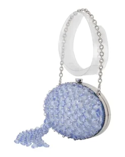 Women's Crystal Chain Oval Clutch Purple Synthetic