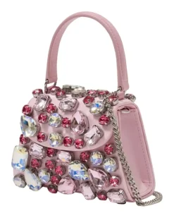 Women's Crystal-Embellished Satin Mini Bag Pink