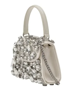 Women's Crystal Mini Bag Ivory Satin