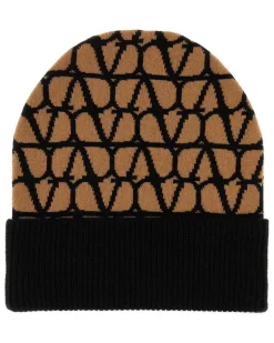 Women's Cuffia Geometric-Jacquard Cashmere Beanie Beige