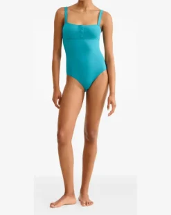 Women's Dahabiya Button-Embellished Swimsuit Ss26 W Turquoise
