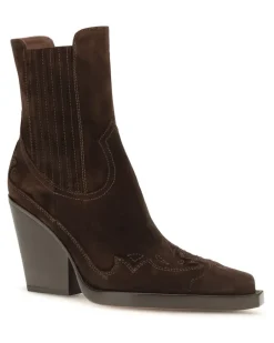 Women's Dallas Embroidered Ankle Boots Cioccolato Calf Leather Bos Taurus Brown