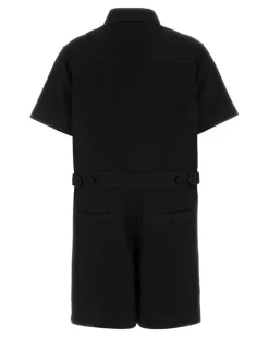 Women's Denim With Horsebit Jumpsuit Black Cotton Tracksuits horsebit