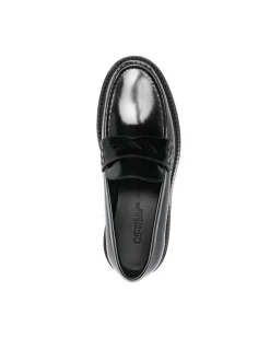 Women's Diag-Stripe Leather Loafers Aw23 W Black
