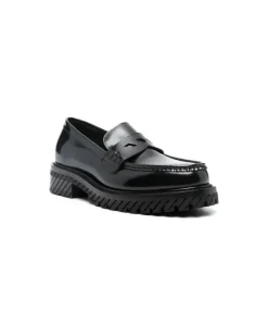 Women's Diag-Stripe Leather Loafers Aw23 W Black
