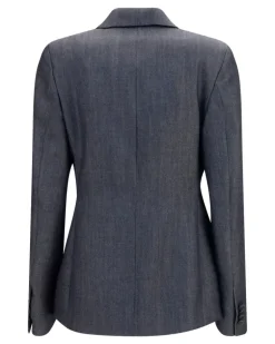 Women's Double-Breasted Wool Blazer Dark Navy Merino Ovis Aries Jacket