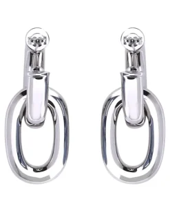 Women's Double Xl Link Earrings Silver Resin; Alluminio