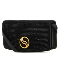 Women's Embellished Glass Wallet Black Polyester Polyurethane