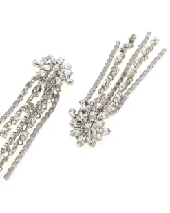 Women's Embellished Metal Earrings Crysilver Brass Glass Clear
