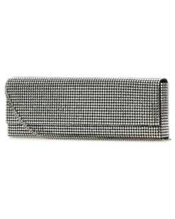 Women's Embellished Satin Amini Paloma Clutch Satblasil Silver