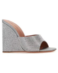 Women's Embellished Satin Lupita Mules Gresichrcr Sandali Sandal Silver
