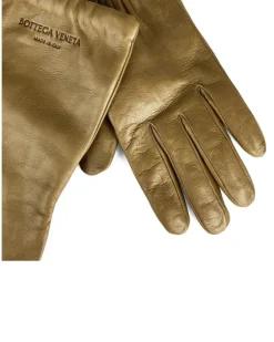 Women's Embossed Logo Leather Gloves Green