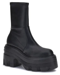 Women's Faux Leather Ankle Boots Nero Polyamide; Polyurethane Black