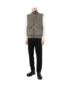 Women's Feather-Down Suede Padded Gilet Aw22 M Taupe