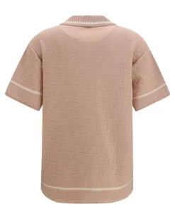 Women's Ff All-Over Crochet Shirt Powder Pink-26 Cotton