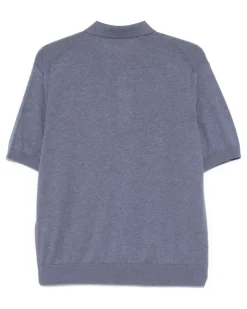 Women's Fine-Knit Polo Shirt Blue Ss25 M