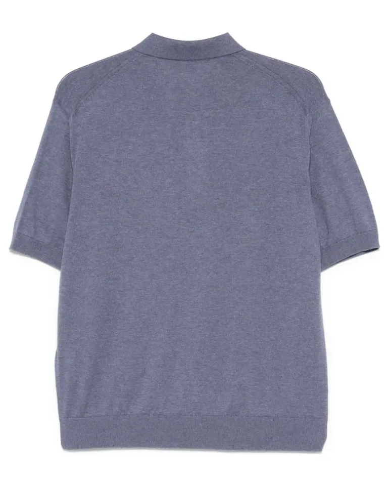 Women's Fine-Knit Polo Shirt Blue Ss25 M