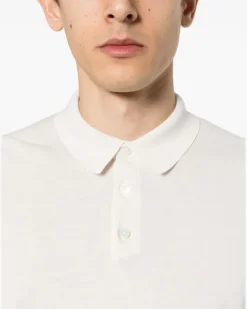 Women's Fine-Ribbed Cotton Polo Shirt White Ss24 M