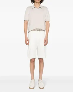 Women's Fine-Ribbed Polo Shirt Beis Ss24 M Beige
