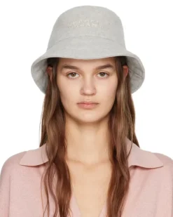 Women's Giorgia Wool Felt Logo Bucket Hat Grey Accessories ><noscript><img width=