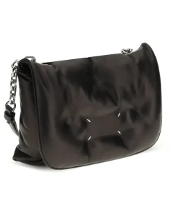 Women's Glam Slam Flap Quilted Leather Mini Bag Black Lamb Ovis Aries Shoulder