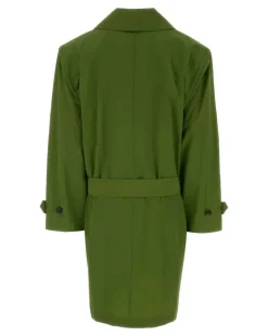 Women's Green Nylon Trench Coat Vertprairie