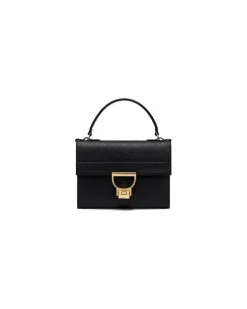 Women's Handbag Grained Leather Black Cowhide Bags - Clutches