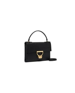 Women's Handbag Grained Leather Black Cowhide Bags - Clutches