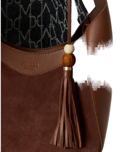 Women's Hobo Bag Chocolate Cow Leather - Handbags Brown