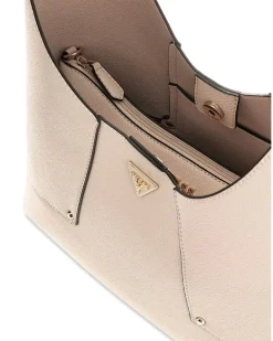 Women's Hobo Bag Stone Polyurethane - Handbags Beige