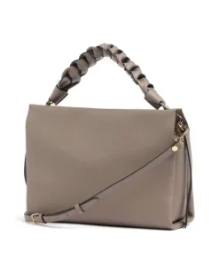 Women's Hobo Bag Warm Taupe-Rosette Double Grainy Leather - Handbags Taupe/rosette