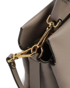 Women's Hobo Bag Warm Taupe-Rosette Double Grainy Leather - Handbags Taupe/rosette