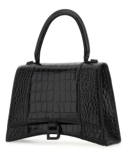 Women's Hourglass Top Handle Bag Black Calf hourglass